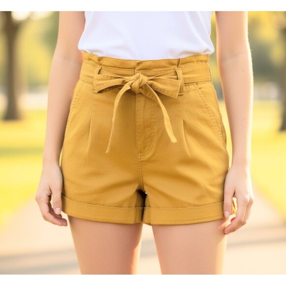 Express Pants - Express Size 8 Shorts Shortie Super High Rise Stretch Mustard Boho Retro